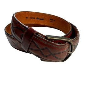 Supple Belt Mens 36 Brown Leather Steerhide Western Tooled Geometric
